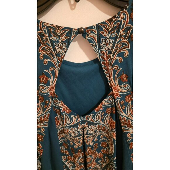 Xhilaration Dress Floral Green Boho Hippie Sleeveless Size Medium NWT Rayon Y2K - Picture 4 of 12